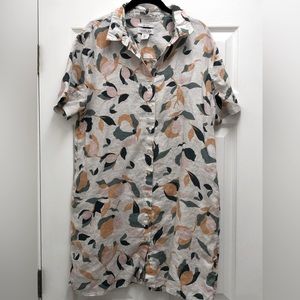 Rachel Zoe Women's Linen Floral Button Front Shirt Dress - Large